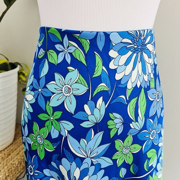 NWT J. Crew Blue Floral Long Maxi Skirt Stretchy Waist Flowy Comfy - Size Large - Picture 3 of 10